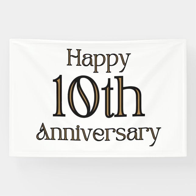 Joyeux 10ème Anniversaire Bannière vinyle 4x6 (Horizontal)