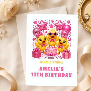 Joyeux 11e Anniversaire Carte de Fête Rose pour Ca