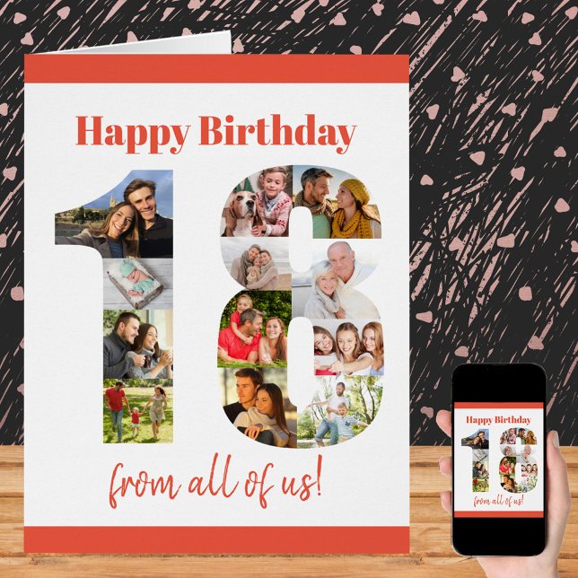 Joyeux 18e anniversaire 18 Numéro Photo Collage Bi (Créateur téléchargé)