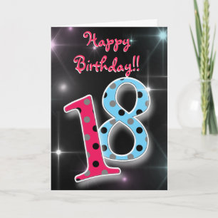 Joyeux 18e anniversaire amusant & carte pois brill