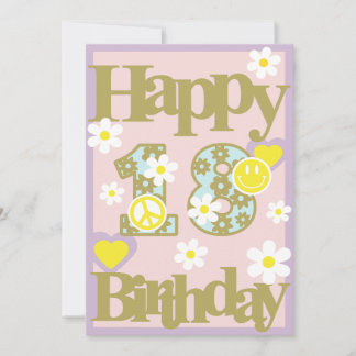 Joyeux 18e anniversaire - Carte fille aux fleurs