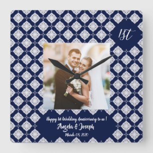 Joyeux 1er anniversaire photo décorative Horloge