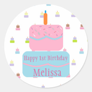 Joyeux 1er anniversaire Stickers personnalisés