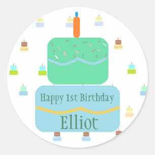 Joyeux 1er anniversaire Stickers personnalisés