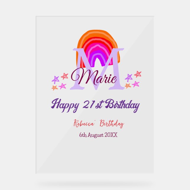 Joyeux 21e anniversaire rose ajouter nom monogramm (Recto)