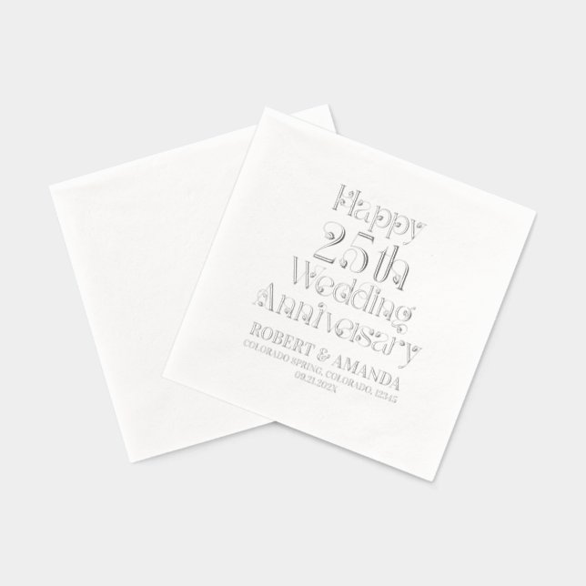 Joyeux 25ème anniversaire Mariage typographie rétr (Verso)