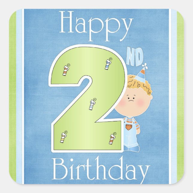 Joyeux 2e anniversaire Stickers petit garçon (Devant)
