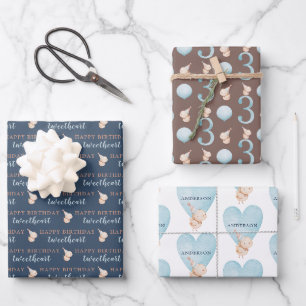 Joyeux 3e anniversaire Tweetheart papier enveloppa