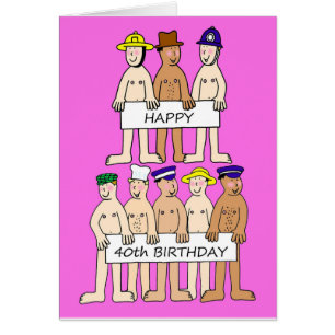 Joyeux 40e anniversaire Cartoon Men avec bannières