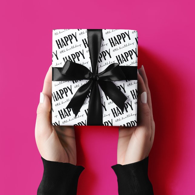 Joyeux 40e anniversaire Envelopper des feuilles de (Celebrate a 40th birthday with this fun wrapping paper! )