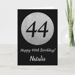 Joyeux 44e Anniversaire Carte à paillettes noires 