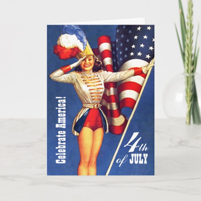 Joyeux 4 juillet. Cartes de conception Pin-up vint (Devant)