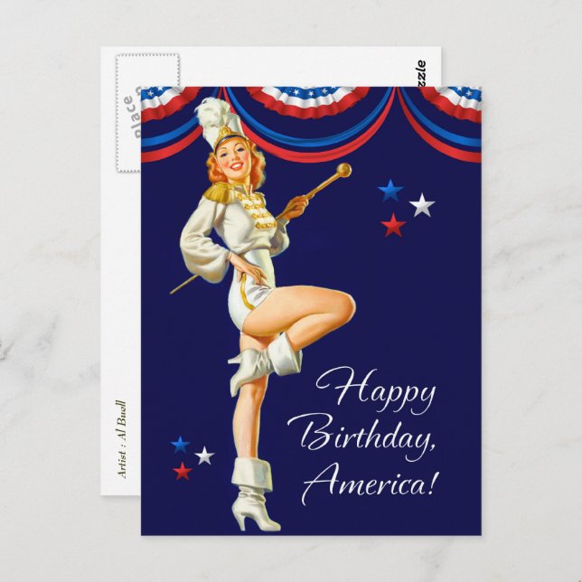 Joyeux 4 juillet. Cartes postales de conception à  (Devant / Derrière)