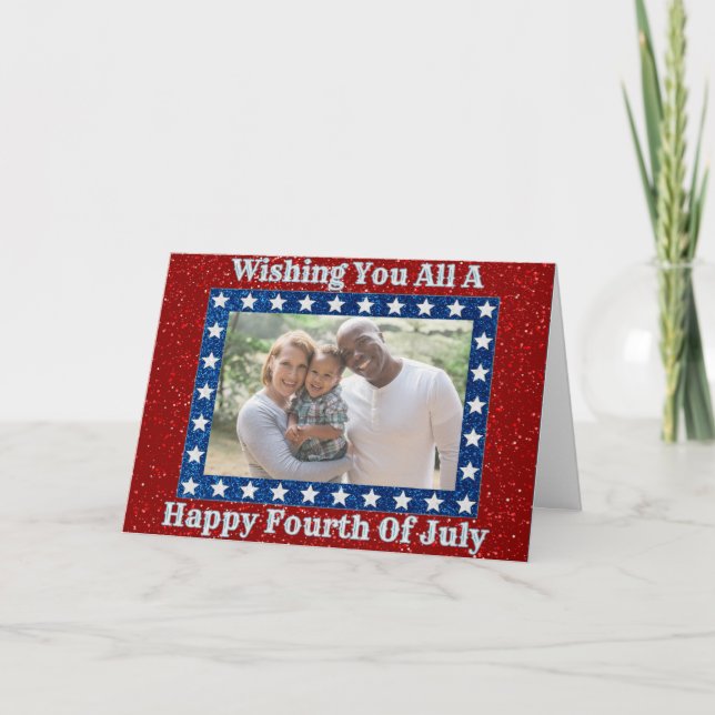 Joyeux 4 Juillet Parties scintillant Carte photo d (Devant)