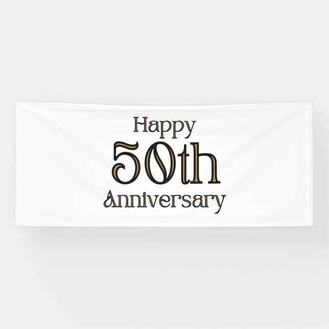 Joyeux 50e Anniversaire Bannière en vinyle 2,5x6 (Horizontal)