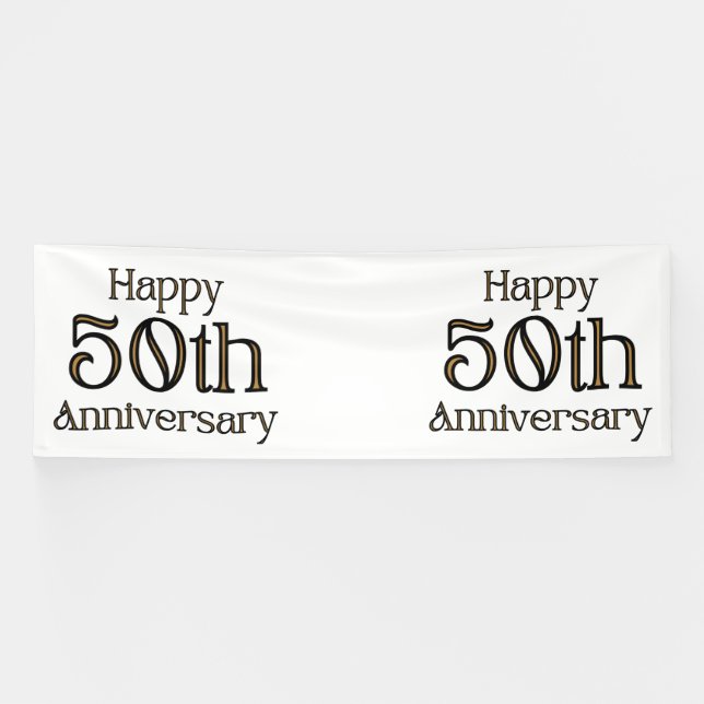 Joyeux 50e Anniversaire Bannière vinyle 4x12 (Horizontal)