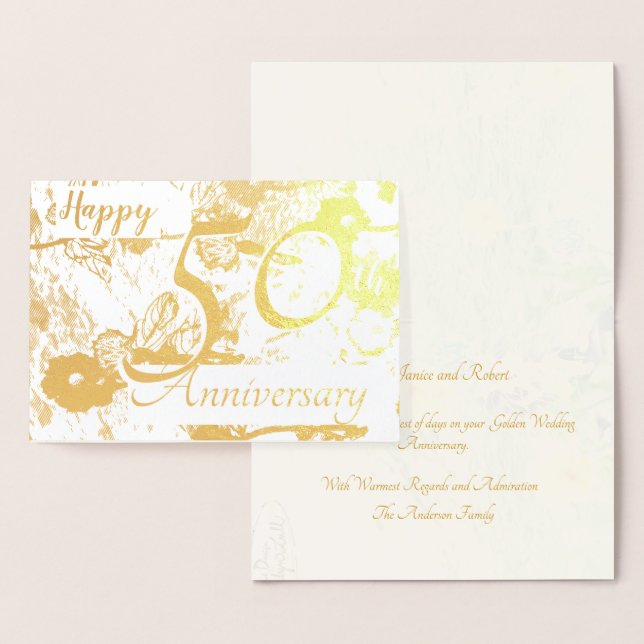 Joyeux 50e anniversaire de Mariage d'or avec carte (Affichage)