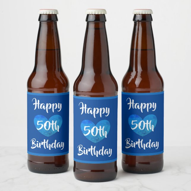 Joyeux 50e anniversaire étiquettes de bière par da (Bouteilles)