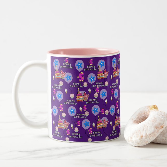 Joyeux 5 Anniversaire Ballons de Mug #5 violet (Avec donut)