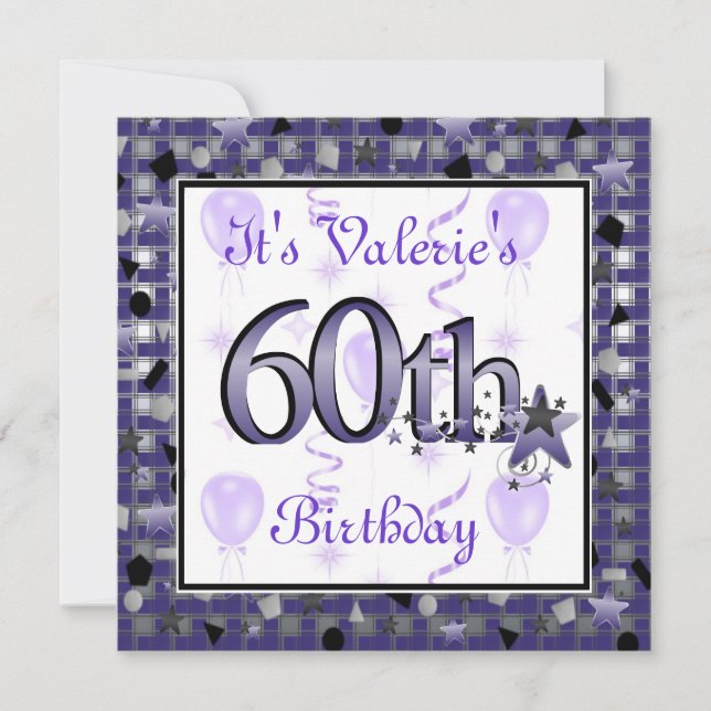 Joyeux 60e anniversaire Invitation PERSONNALISÉE (Devant)