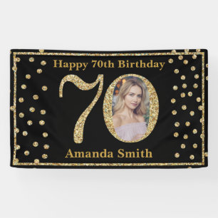 Joyeux 70e anniversaire bannière Black and Gold P