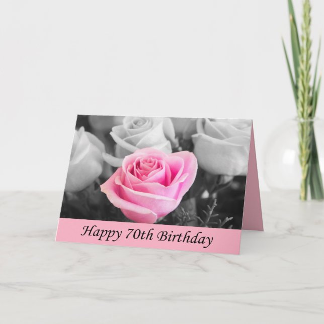 Joyeux 70e anniversaire Rose Carte photo (Devant)