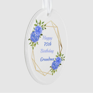 Joyeux 75e anniversaire Grandma Gold cadre géométr