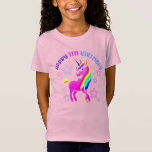 Joyeux 7e anniversaire Neon Unicorn T-shirt