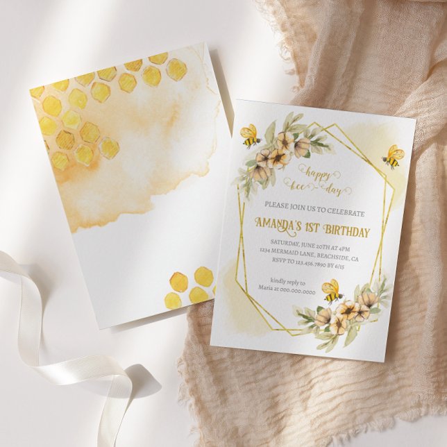 Joyeux Abeille-jour Invitation Anniversaire (Créateur téléchargé)