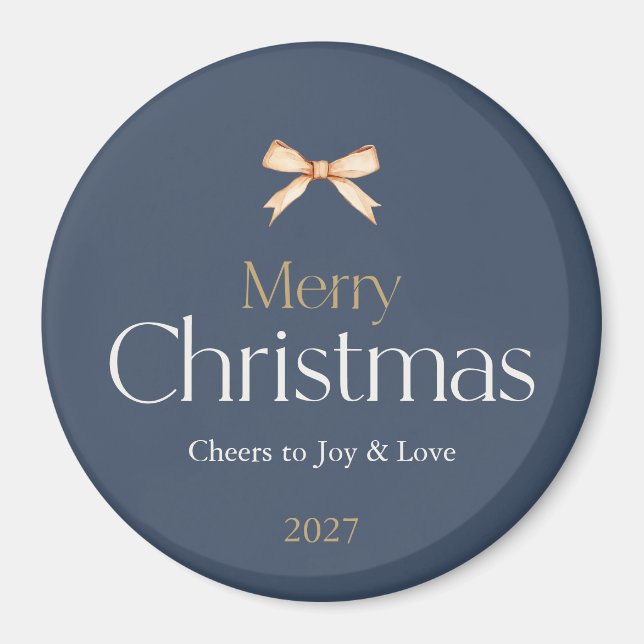 Joyeux Aimant de Noël avec Bow Or (Devant)
