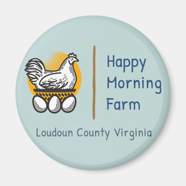 Joyeux aimants frigorifiques de ferme du matin (Devant)