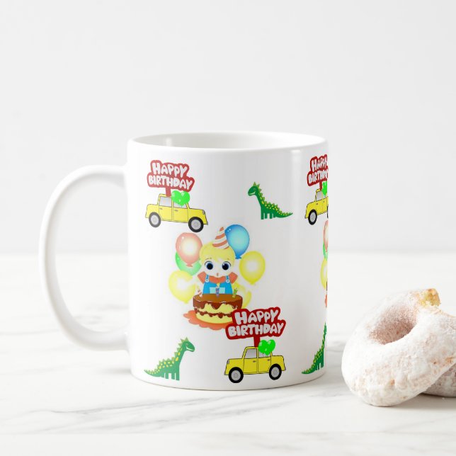 Joyeux Alligator de Mug Anniversaire (Avec donut)