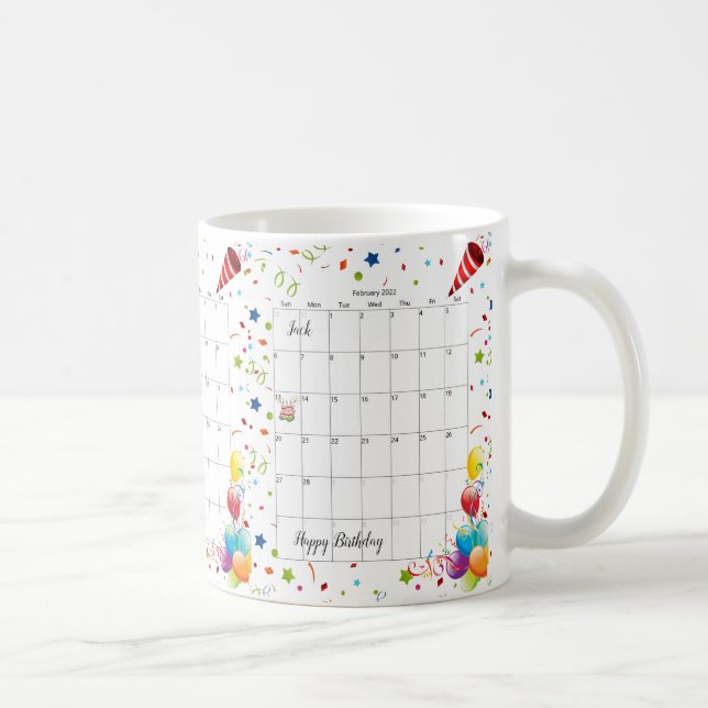Joyeux anniversaire 2022 Février Mug (Droite)