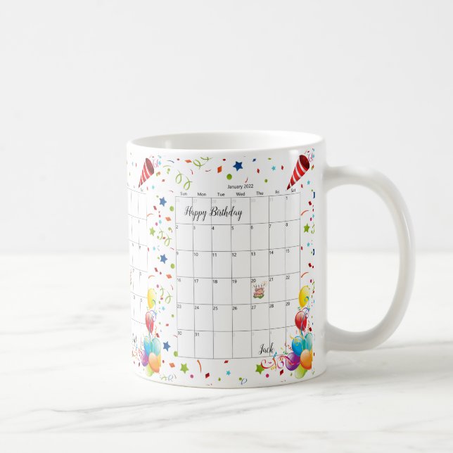 Joyeux anniversaire 2022 Janvier Mug (Droite)