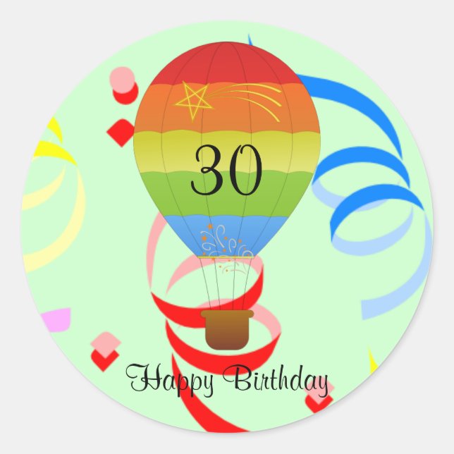 Joyeux Anniversaire "30" montgolfière autocollant (Devant)