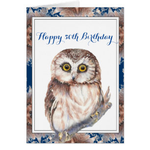 Joyeux Anniversaire 50ème Fun Little Owl Bird