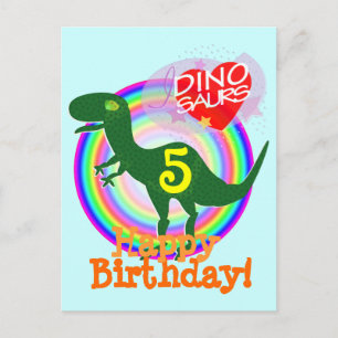 Joyeux anniversaire 5 ans T-Rex Dino carte postale