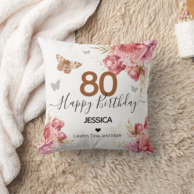 Joyeux Anniversaire 80 oreiller à lancer personnal (Couverture)