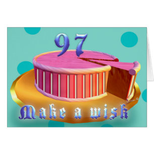 Joyeux Anniversaire 97 Pink Cake stripes Carte Ann