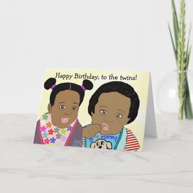 Joyeux anniversaire, à la carte jumeaux (Devant)