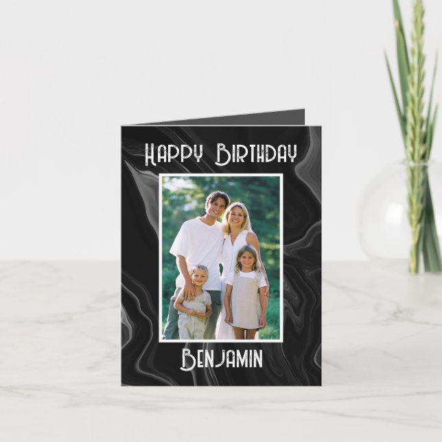 Joyeux anniversaire à mon mari carte photo marbre (Devant)