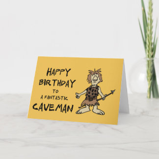 Joyeux anniversaire à une carte de caveman fantast