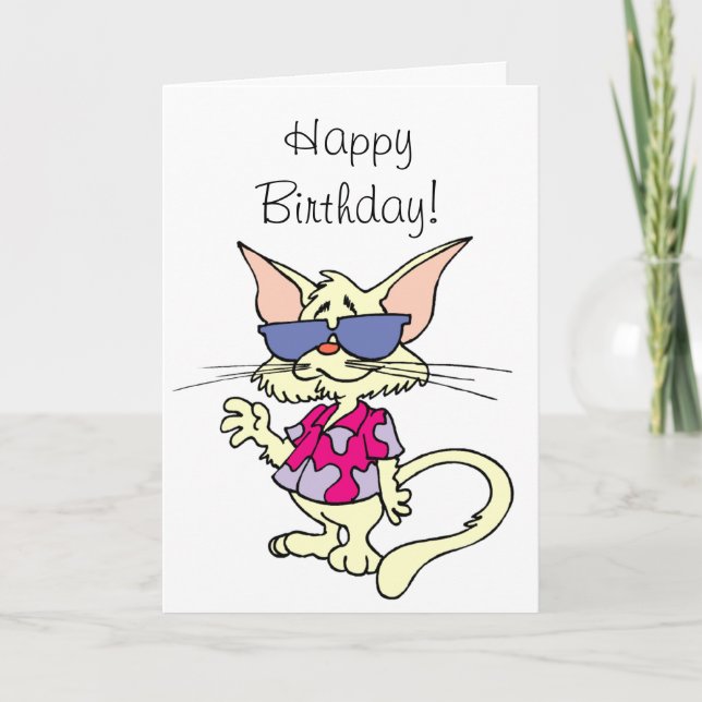 Joyeux anniversaire à une carte de chat Cool (Devant)