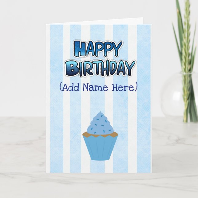 Joyeux anniversaire à vous Carte Blue Cupcake (Devant)