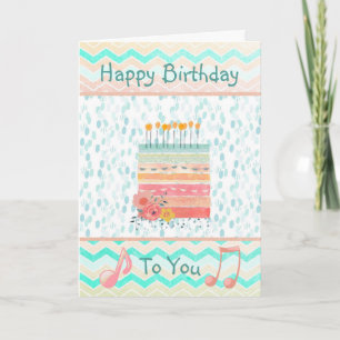 Joyeux anniversaire à vous, carte Turquoise et cor
