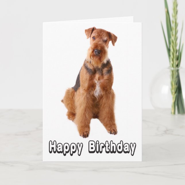 Joyeux Anniversaire Airedale Terrier Chien Carte d (Devant)