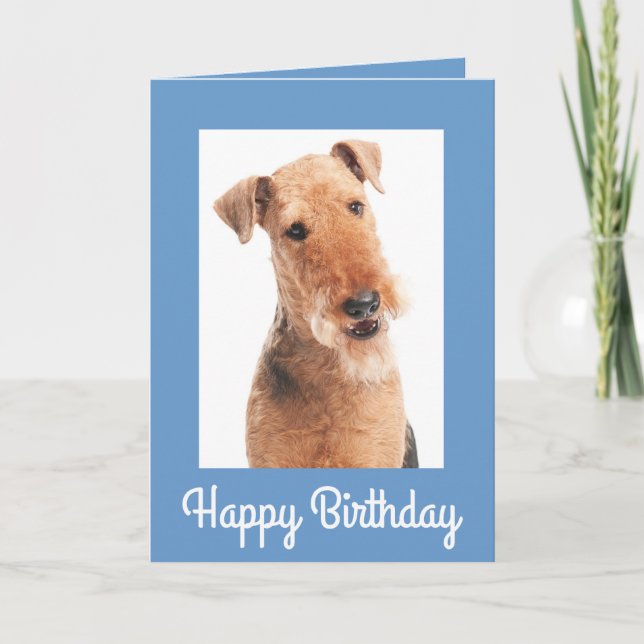 Joyeux Anniversaire Airedale Terrier Chien Carte d (Devant)