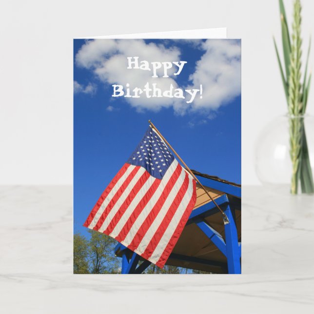 Joyeux anniversaire American Flag carte de voeux (Devant)