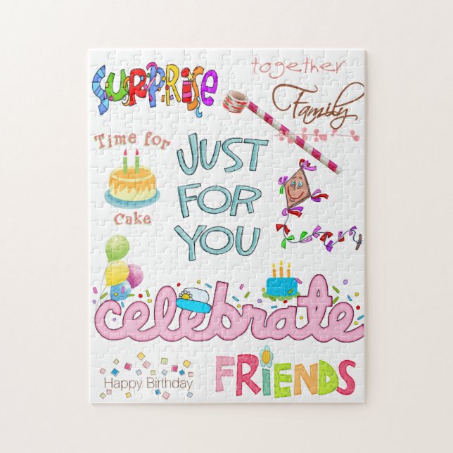Joyeux Anniversaire amis Famille Jigsaw Puzzle (Vertical)