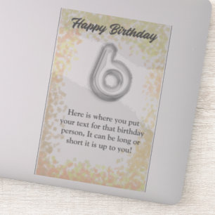 Joyeux anniversaire autocollant de 6 ans
